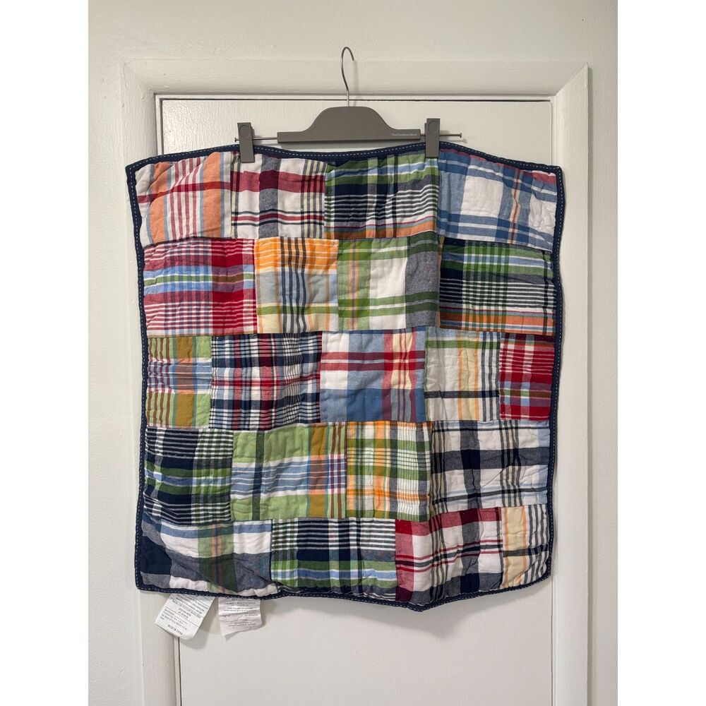 Pottery Barn Kids Madras Patchwork Euro Sham 26x26 Plaid Cotton NWOT